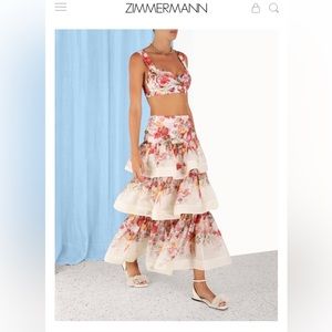 Zimmerman Wonderland Tiered Skirt & Bralette Size 0- Like New